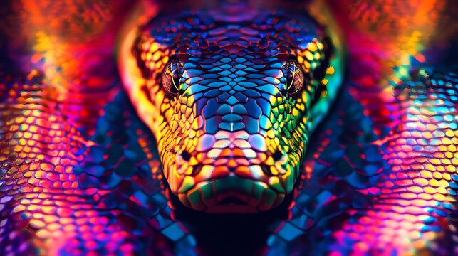 close rainbow symmetrical snakeskin