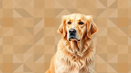 Golden Retriever on a Patterned Path