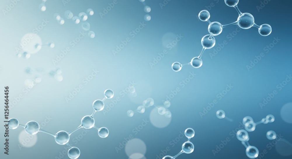 Aufkleber a futuristic visualization of molecular structures, featuring translucent, glowing molecules and ato