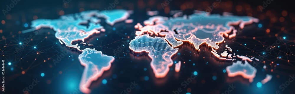 Aufkleber worldwide digital transformation visualization. glowing nodes, connections represent global data exc