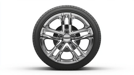 Obraz premium Car alloy wheel isolated on white background. New alloy wheel for a car on a white background. Alloy rim isolated. Car wheel disc.