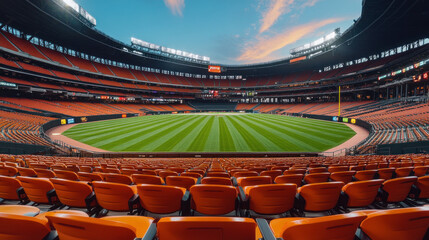 Front of the orange seats on the stadium