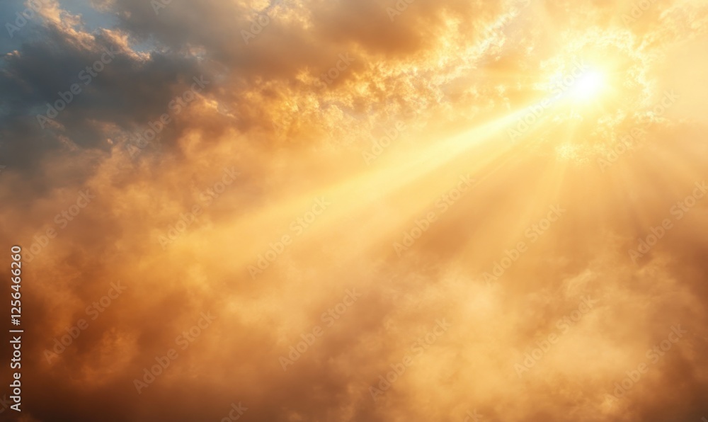Poster the sun is shining through the clouds, creating a warm and inviting atmosphere