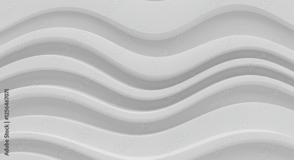 Poster an abstract three-dimensional pattern of white flowing wavy lines