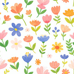 Vibrant Pastel Floral Pattern