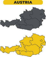Vector Austria outline illustration map set