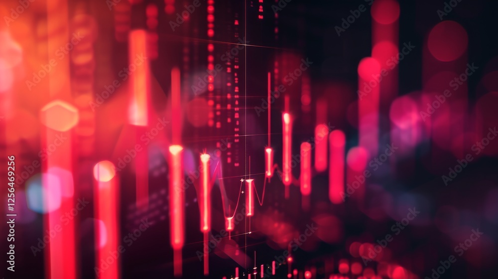 Aufkleber ai-generated visual of stock market trends, with glowing red charts and graphs, creating a dramatic 