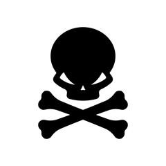 Skull and crossbones icon. Black silhouette. Front view. Vector simple flat graphic illustration. Isolated object on white background. Isolate.