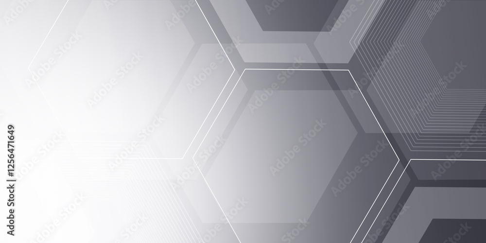 Aufkleber abstract banner web white and gray geometric hexagon overlapping technology corporate design backgro