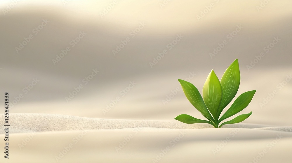 Poster a high-resolution image of a green leaf on a white background with a soft out-of-focus sky in the ba