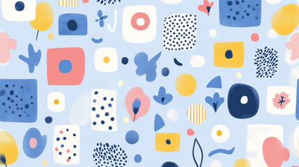 Vector abstract seamless background varies from dark blue and white patterns, geometric patterns, circles, squares, triangles and floral patterns.