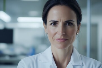 Fototapeta premium Confident female scientist in laboratory setting