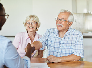 man handshake business businessman meeting agreement investment contract deal senior couple...