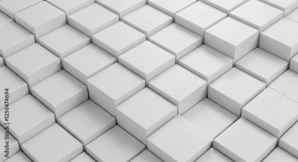 Poster a clean and modern 3d pattern of white squares arranged in a tiled formation