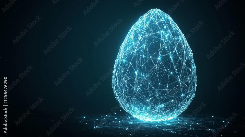 Aufkleber the egg hologram. an egg of polygons, triangles of points and lines. egg icon is a low-poly compound