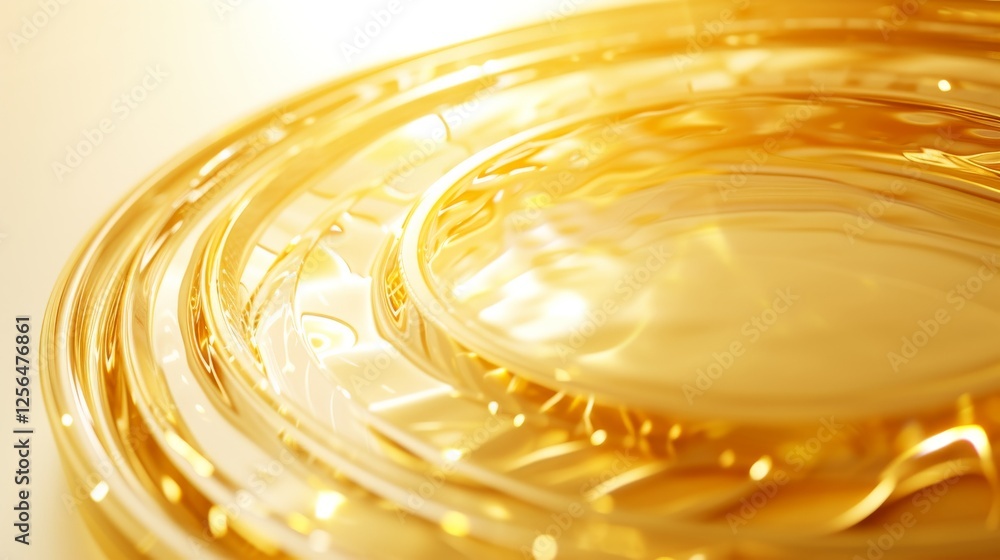 Aufkleber abstract close-up of golden liquid ripples with intricate patterns and radiant light reflections, cr