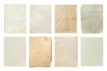 PNG Vintage textured paper collection, element set on transparent background
