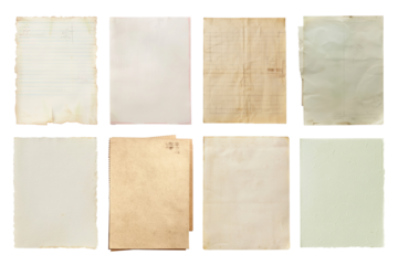 PNG Vintage textured paper collection, element set on transparent background