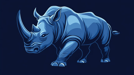 Fototapeta premium Vector logo Rhino. Brand logo in the shape of a Rhino. Blue style