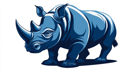 Fototapeta premium Vector logo Rhino. Brand logo in the shape of a Rhino. Blue style
