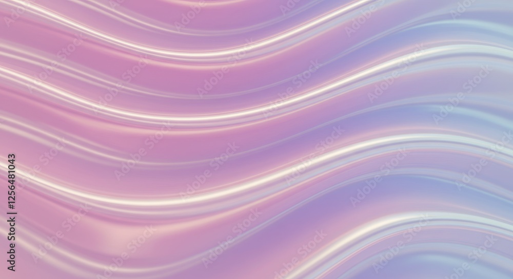 Poster an abstract close-up view of flowing silk waves with a reflective iridescent surface