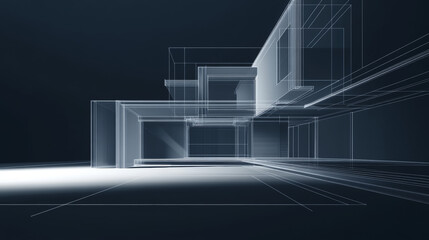 Home 3D model vector. The vector contours of the building.