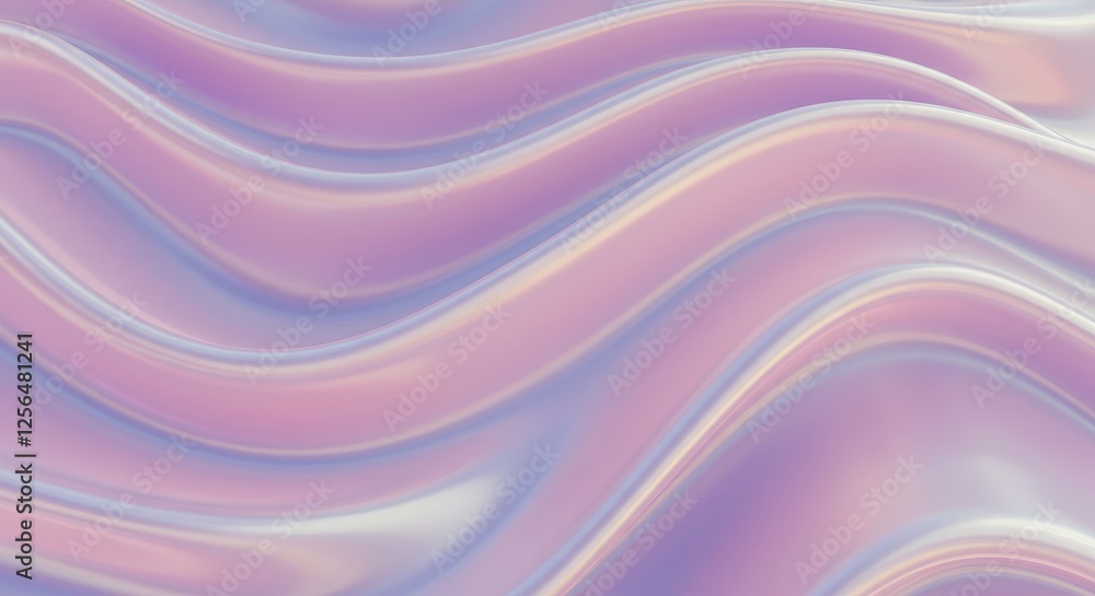 Poster an abstract close-up view of flowing silk waves with a reflective iridescent surface