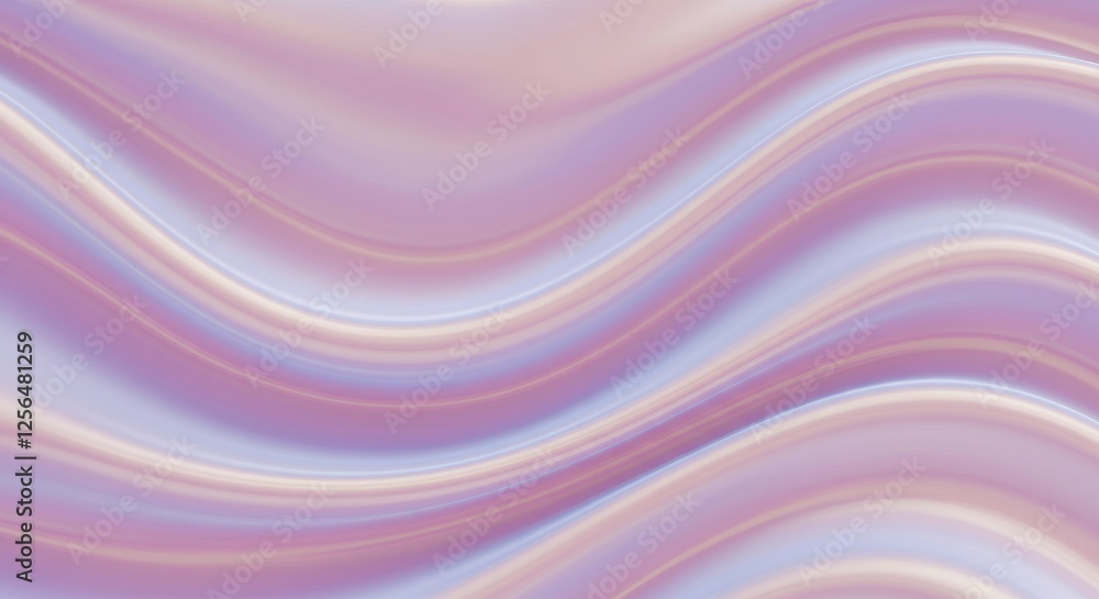 Poster an abstract close-up view of flowing silk waves with a reflective iridescent surface