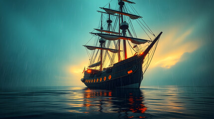 Obraz premium ship in the sea