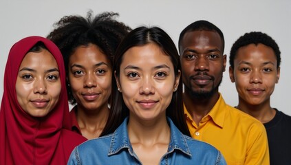 A multicultural gathering demonstrates ethnic and racial diversity as a symbol for equal representation