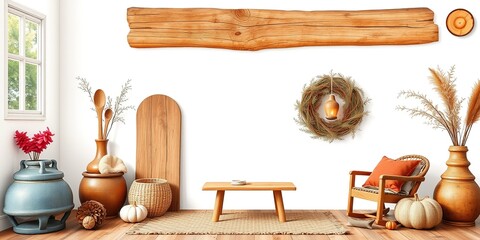 Fototapeta premium Rustic Charm: Textures and Elements of a Cozy Home