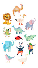 PNG cute animal element set, transparent background