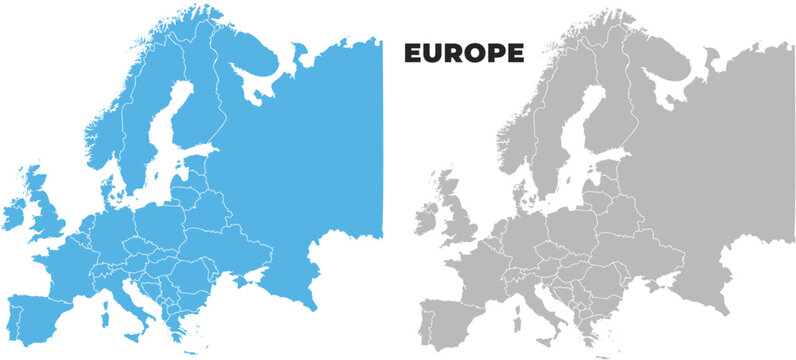 Europe simple maps flat illustration