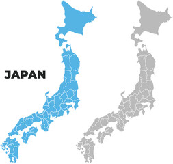 Japan simple maps flat illustration