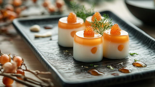 Delightful modern Chinese dessert showcasing creamy textures and vibrant colors