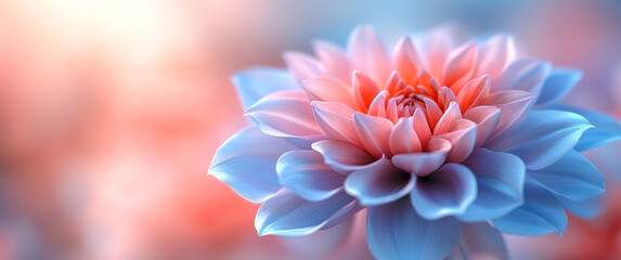 Obraz premium A beautiful blue and pink flower with a white center. The flower is surrounded by a blue and pink background