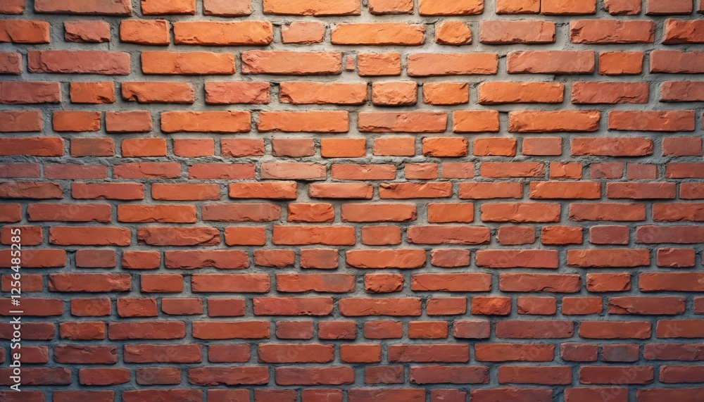 Leinwandbilder Close-up on textured red brick wall. Brickwork background shows old cement and stone blocks construction, aged solid masonry structure with mortar. Forced perspective creates abstract pattern surface.