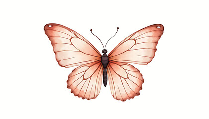 Fototapeta premium Butterfly illustration with delicate wings on white background