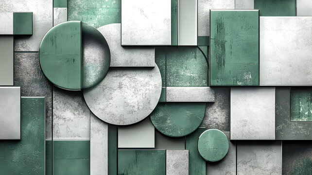 un dise&ntilde;o creativo de figuras geometricas tridimensionales en color gris con verde juntas dise&ntilde;o de arte moderno futurista concepto abstracto