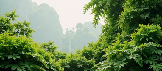 A digitized backdrop blends eco-friendly greenery and techno aesthetic harmony