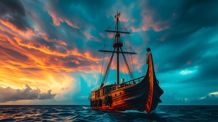 Obraz premium ship in the sea