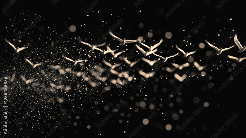 Poster goose of the particles. goose consists of circles and points. vector illustration