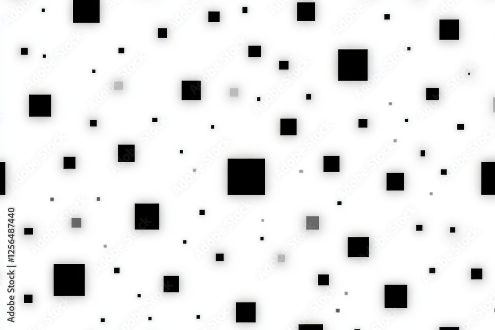 Poster white background with black squares scattered all over it