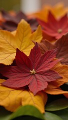Autumnal harmony Gorgeous blend of falling leaves and vibrant blooms displaying quintessential fall colors