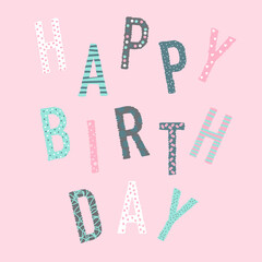 Colorful Happy Birthday text vector illustration