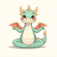 Cute little dragon sitting