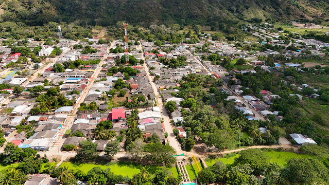 Foto a&eacute;rea que muestra el Municipio de San Carlos, en  el departamento de C&oacute;rdoba en Colombia.