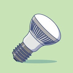 Vector Illustration of a Modern LED Light Bulb with a Threaded Base on a Soft Green Background.