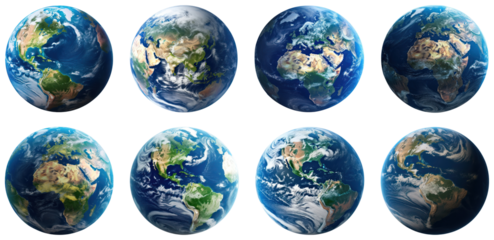 PNG Multiple Earth views from space, element set on transparent background