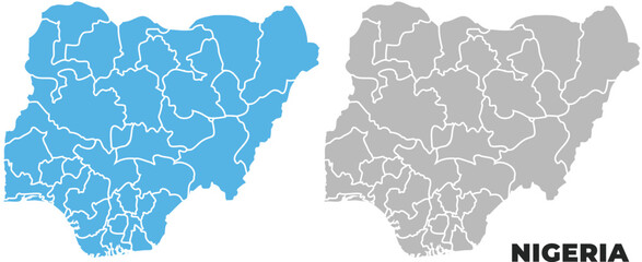 Nigeria simple maps flat illustration